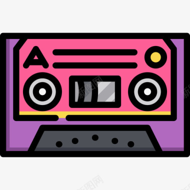 盒式磁带80年代6线性彩色图标图标