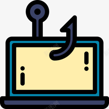 钓鱼网络犯罪5线性颜色图标图标