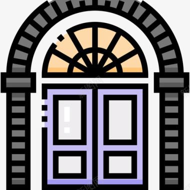 门复古装饰6线性颜色图标图标