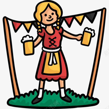 啤酒节服务员啤酒节11号彩色图标图标