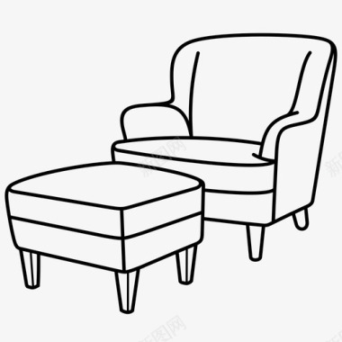 扶手椅和脚凳客厅卧室装饰图标图标