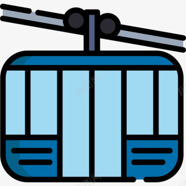 缆车车厢旅行地点表情符号3线条颜色图标图标