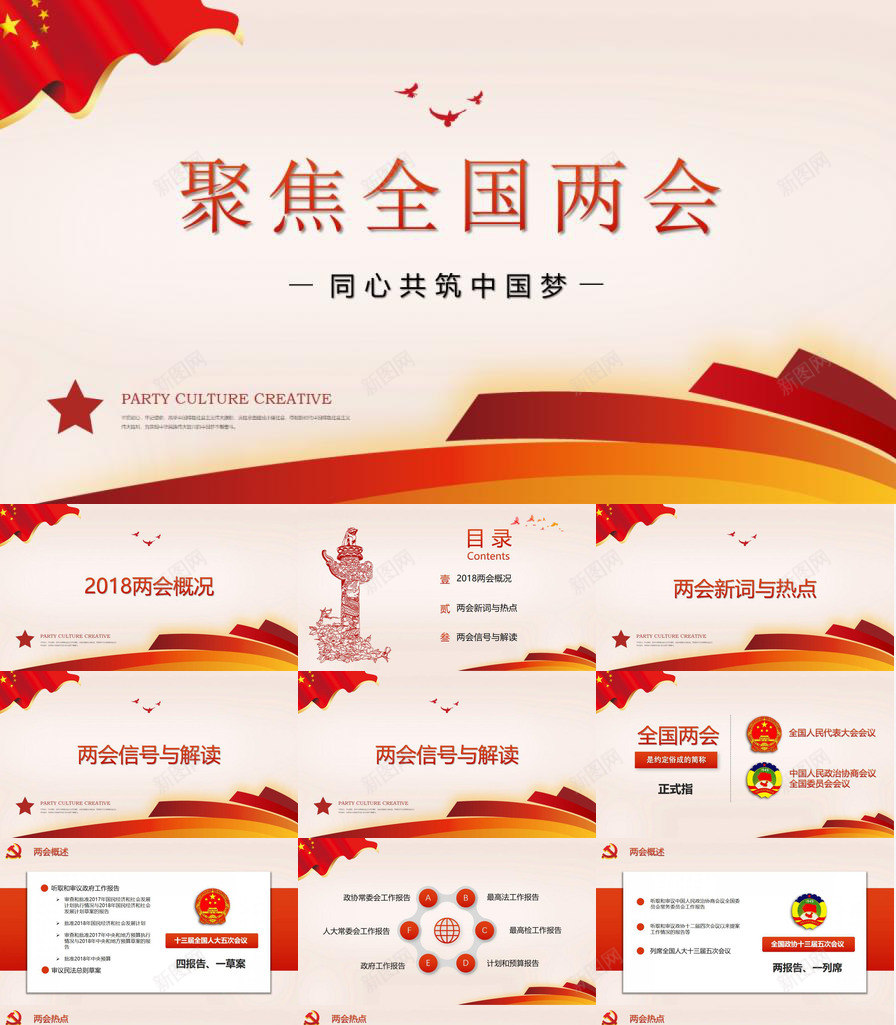 中国红简约聚焦两会政府党建PPT模板_88icon https://88icon.com 两会 中国 党建 政府 简约 聚焦