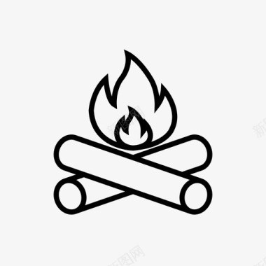 柴火烟熏篝火冒险野营图标图标