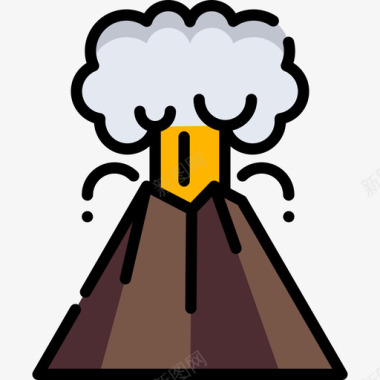 火山火山旅行地点表情符号3线性颜色图标图标