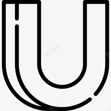 字母U电子和网络元素集合4线性图标图标