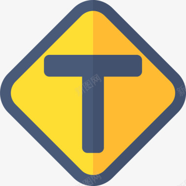 T形交叉口交通标志平坦图标图标