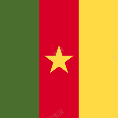 方形图标喀麦隆方形国家简单旗帜图标图标