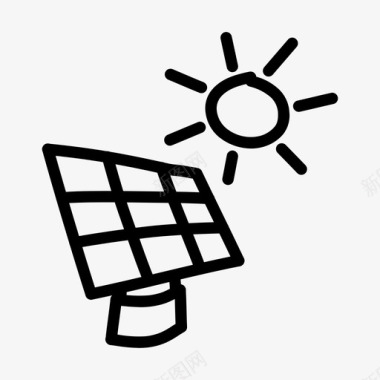 涂鸦光伏太阳能可持续性图标图标