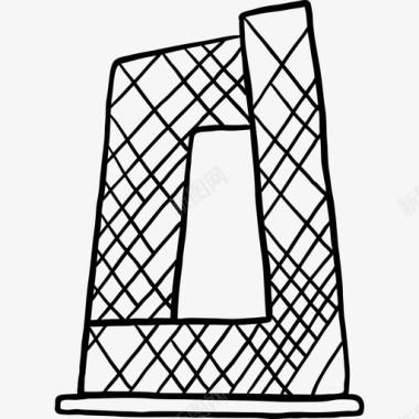 中央电视台总部世界纪念碑2黑色图标图标