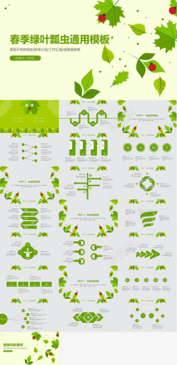 春季时装秀春季绿叶瓢虫卡通通用