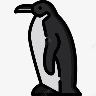 动物恐龙企鹅动物园里线性颜色图标图标
