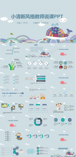 小清新款小清新海洋风教师说课教育培训
