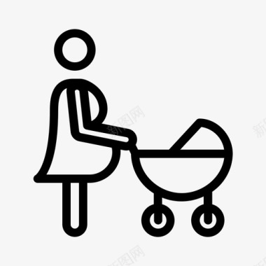 母亲节母亲与婴儿车婴儿怀孕图标图标