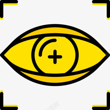 眼睛扫描虚拟现实11黄色图标图标