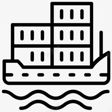物流模版物流船货驳货船图标图标
