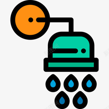 实物盒饭淋浴实物资产15线性颜色图标图标