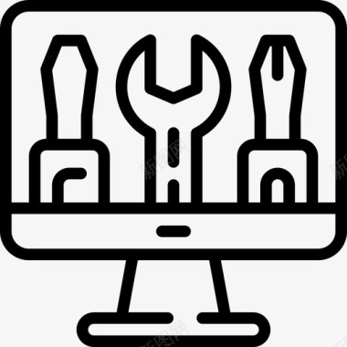 计算机业务设置计算机业务线性图标图标
