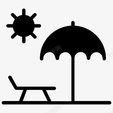 日光浴沙滩椅沙滩伞图标图标
