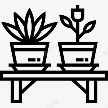 植物家用家具2线性图标图标