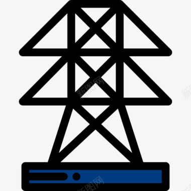 线性装饰元素电力塔城市元素7线性颜色图标图标