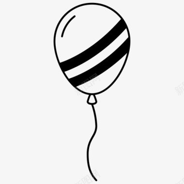 条纹气球庆祝氦气图标图标