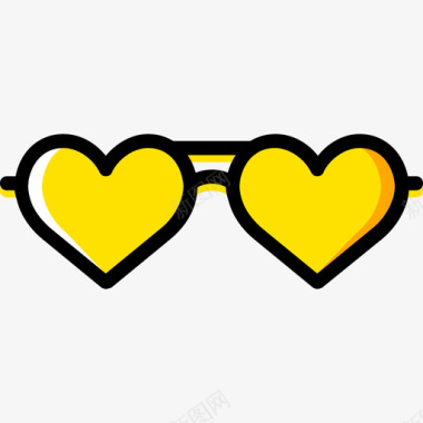 太阳镜浪漫生活方式10黄色图标图标