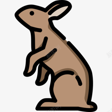 兔子在动物园里直线颜色图标图标