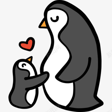企鹅母亲节10彩色图标图标