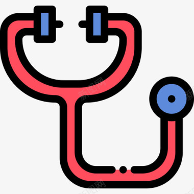 听诊器边框听诊器医学院2线性颜色图标图标
