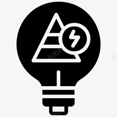 LED绿色景观灯能量金字塔生态灯绿灯图标图标