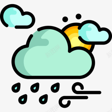 雨雨73号天气线性颜色图标图标