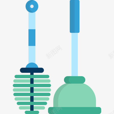 马桶刷清洁7扁平图标图标