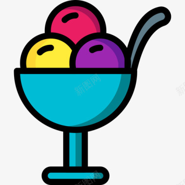 冰淇淋矢量图冰淇淋食品和饮料19线性颜色图标图标