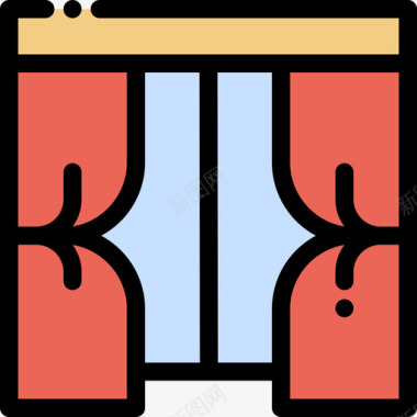 窗帘家用家具3线性颜色图标图标