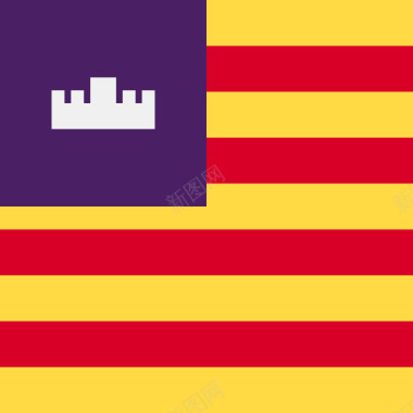 巴利阿里群岛方形国家简单旗帜图标图标