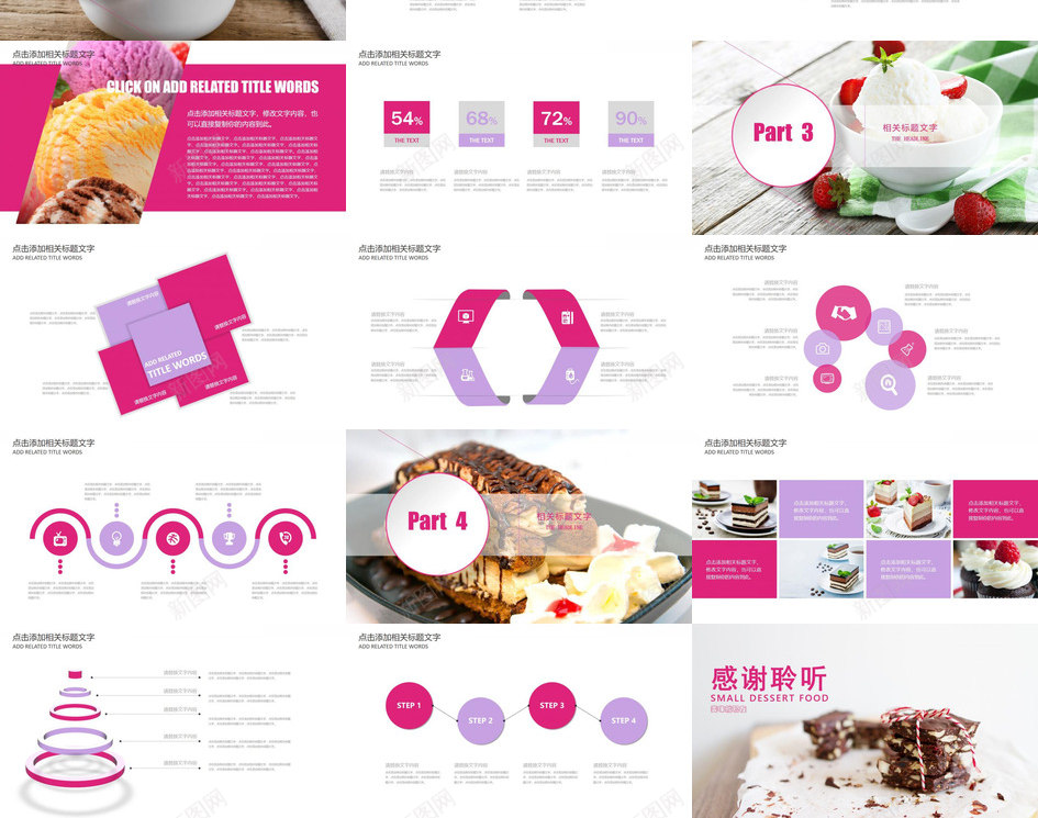 粉色咖啡餐饮小甜点展示PPT模板_88icon https://88icon.com 咖啡 小甜点 展示 粉色 餐饮