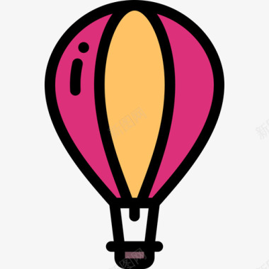 热气球热气球假日旅行7线性颜色图标图标