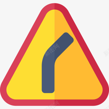 右转弯交通标志平坦图标图标