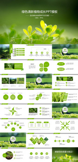 植物秸秆绿色清新植物节能环保教育宣传汇报