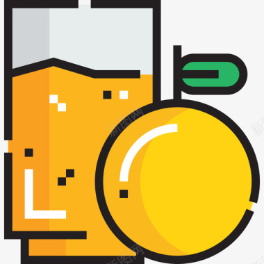 橙汁健康生活5原色图标图标