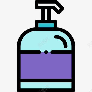 手洗浴室用品线性颜色图标图标