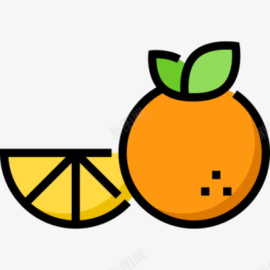 橙色夏季食品饮料4线性颜色图标图标