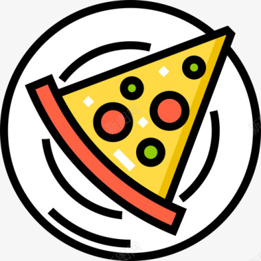 披萨食品车2线性颜色图标图标