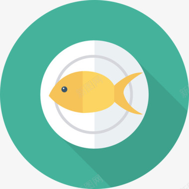 鱼食物和饮料22圆形图标图标