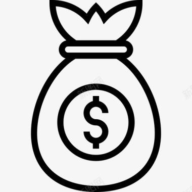 钱袋布袋钱袋银行和金融13线性图标图标