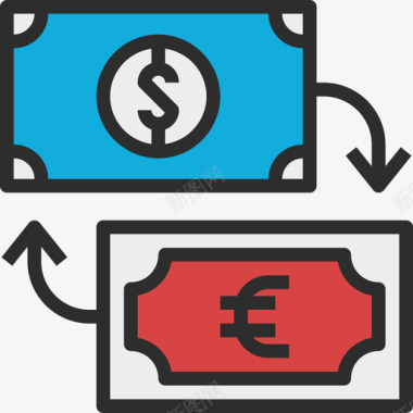 行业展架货币兑换银行业务67线性颜色图标图标