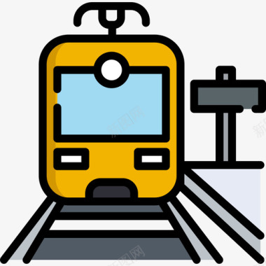 帽子符号火车旅行地点表情符号3线颜色图标图标