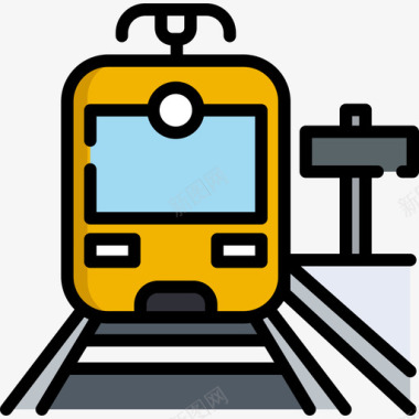 符号火车旅行地点表情符号3线颜色图标图标