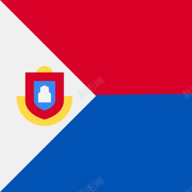 乡村圣马丁岛方形乡村简单旗帜图标图标